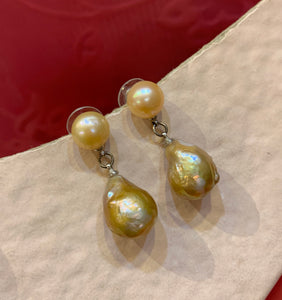 Boucle d’oreilles en perles baroque(Bo014)