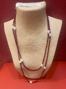 Sautoir en perles et pierres naturelles(Sau018)