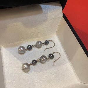 Boucle d’oreille en perles de culture d’eau douce(Bo033）
